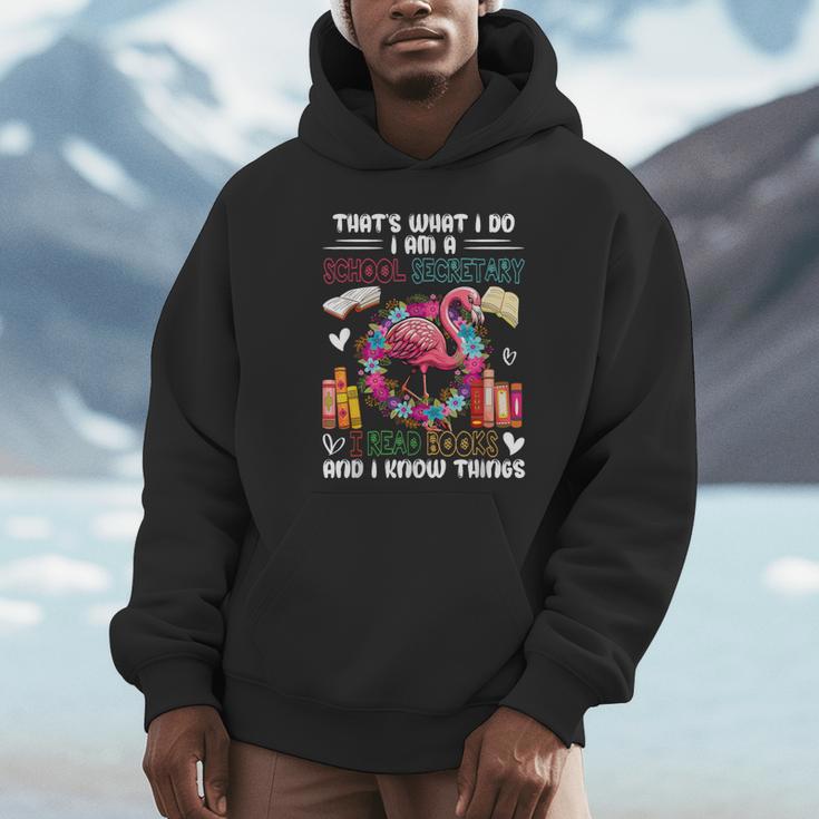 School Secretary Read Books And Know Things Flowers Flamingo Unisex Hoodie School Secretary Read Books And Know Things Flowers Flamingo Unisex Hoodie