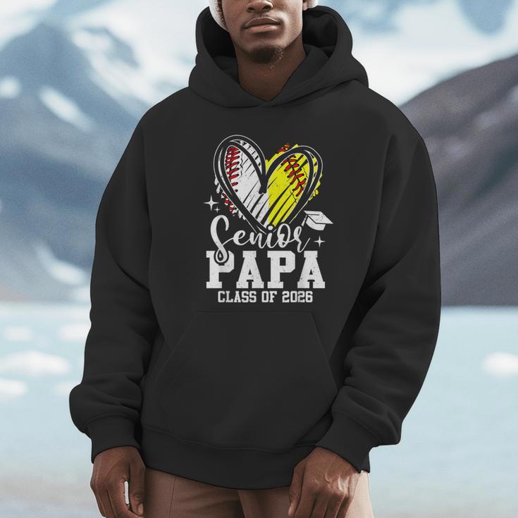 Senior Papa Class Of 2026 Baseball Softball Graduation Heart Unisex Hoodie