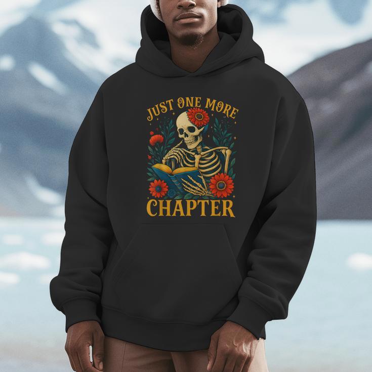 Skeleton Read Book Just One More Chapter Floral Book Lover Unisex Hoodie