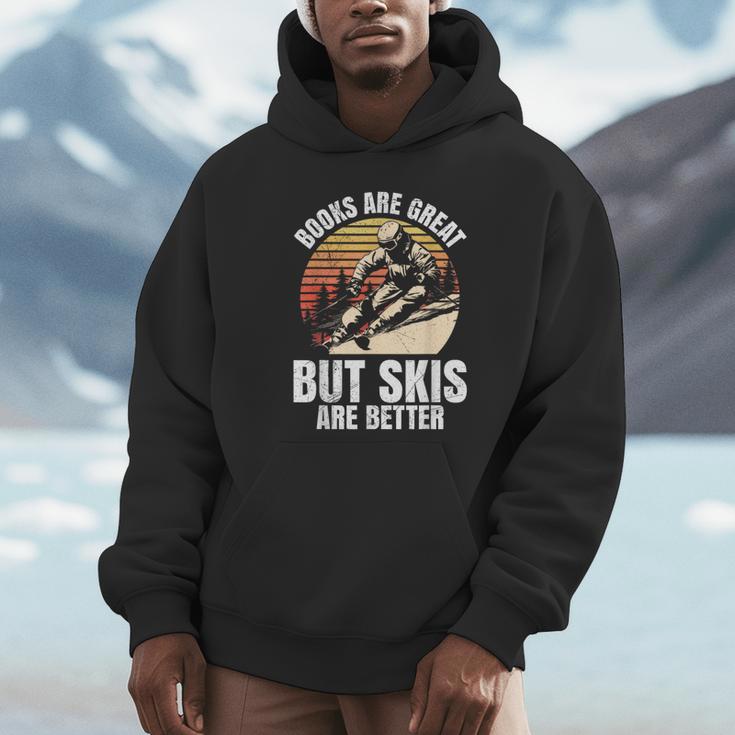 Skier BOOKS ARE GREAT BUT SKIS ARE BETTER Vintage Unisex Hoodie Skier BOOKS ARE GREAT BUT SKIS ARE BETTER Vintage Unisex Hoodie