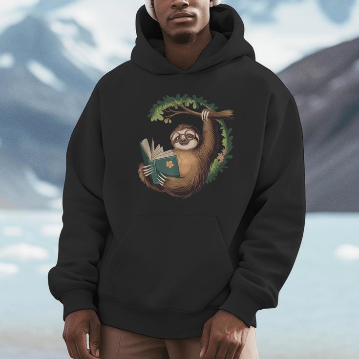 Sloth Reading a Book Lazy Sloth Bookworm Unisex Hoodie Sloth Reading a Book Lazy Sloth Bookworm Unisex Hoodie