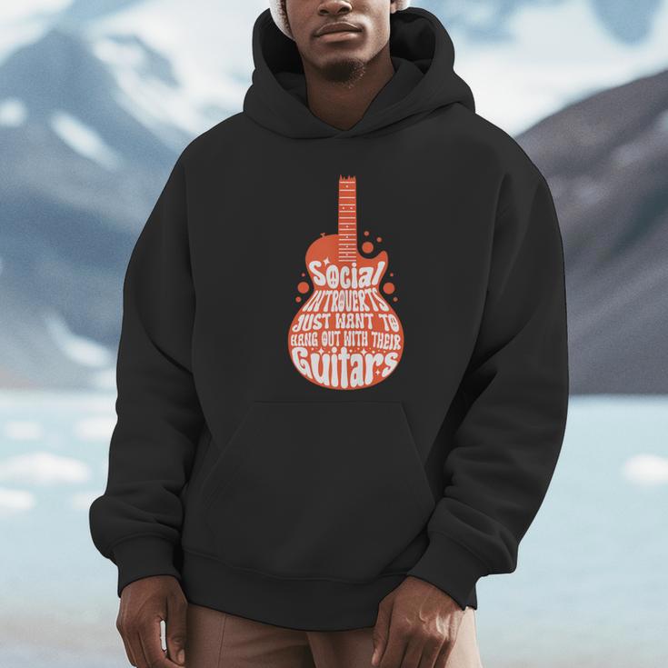 Social Introverts Hang Out With Guitars Musician Guitarist Unisex Hoodie