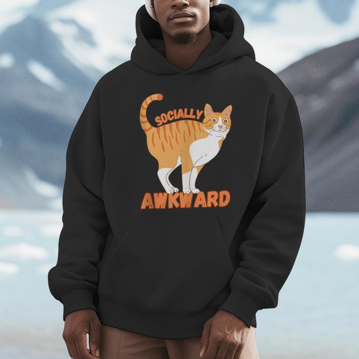 SOCIALLY AWKWARD FUNNY CAT ANTISOCIAL INTROVERT WEIRD Unisex Hoodie