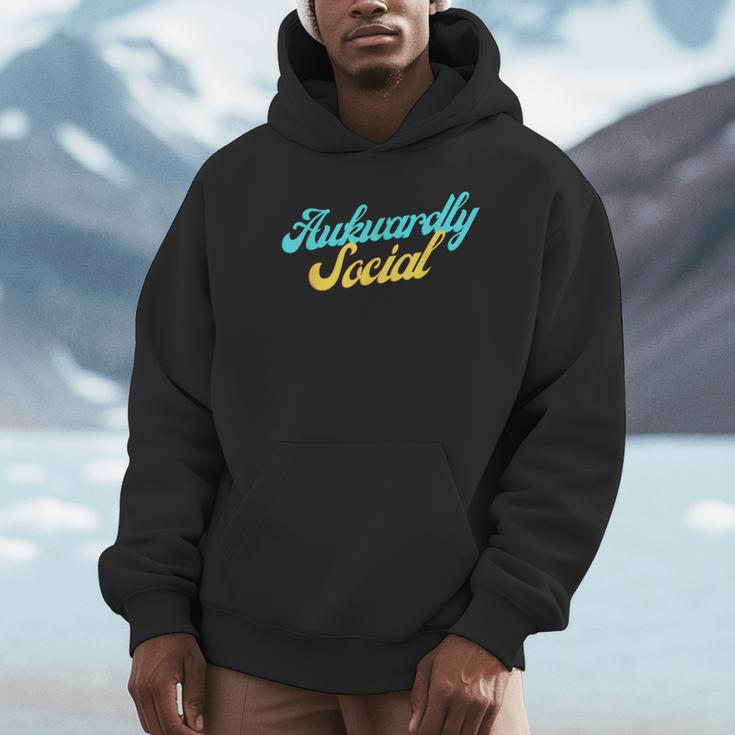 Socially Awkward Introvert Retro Anxious Awkwardly Social Unisex Hoodie