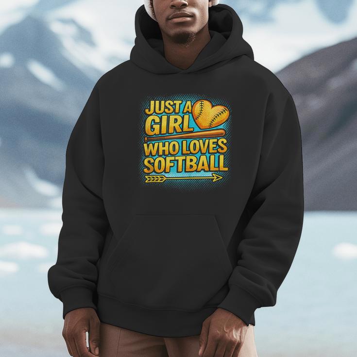 Softball Just A Girl Comic Book Style Graphic For Teens Unisex Hoodie Softball Just A Girl Comic Book Style Graphic For Teens Unisex Hoodie