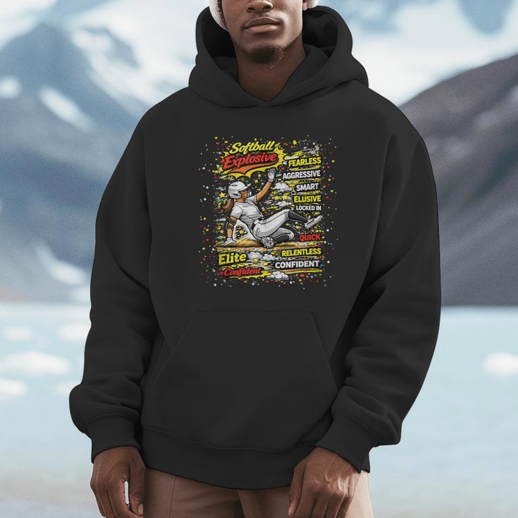 Softball Slider Pop Comic Book Art Best Traits Fast Elite Unisex Hoodie