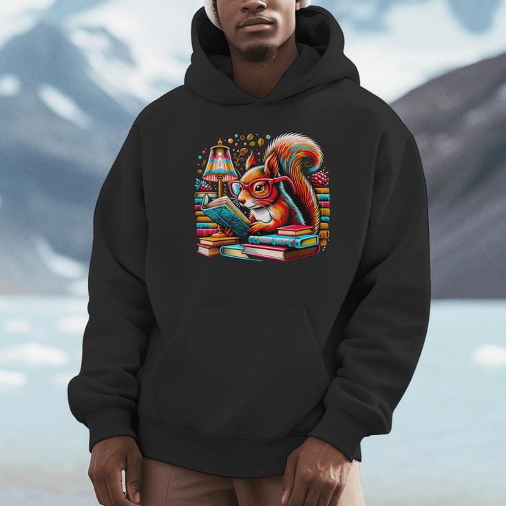 Squirrel Reading a Book Lover Bookworm Unisex Hoodie