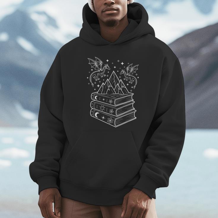 Stack Of Books And Dragons Bookworm Fantasy Books Lover Unisex Hoodie
