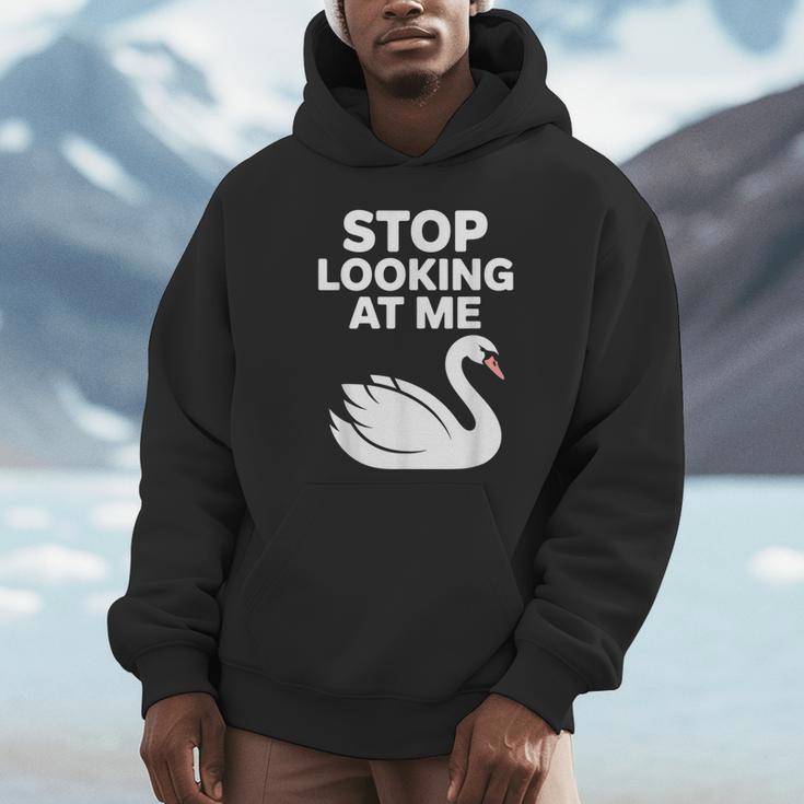 Stop Looking At Me Swan Introvert Humor Unisex Hoodie