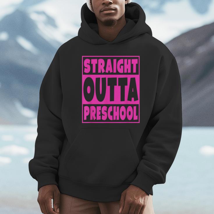 Straight Outta Preschool Class Graduation Pink Unisex Hoodie