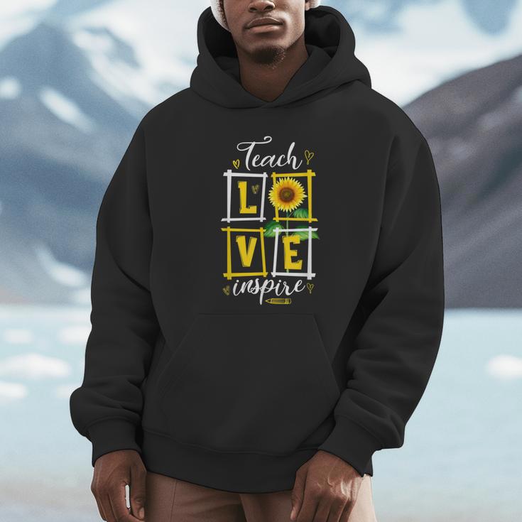 Sunflower Teach Love Inspire Cool Graduation Teacher School Unisex Hoodie