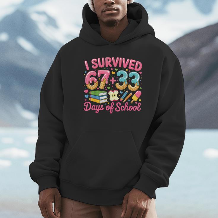 Survived 67 Days Of School Ice Cream Drip Apple Pencil Book Unisex Hoodie