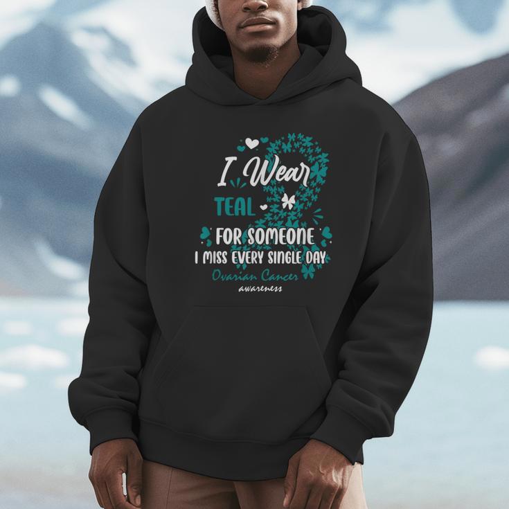 Teal Ovarian Cancer Angel Memory Warrior Support Family Unisex Hoodie Teal Ovarian Cancer Angel Memory Warrior Support Family Unisex Hoodie