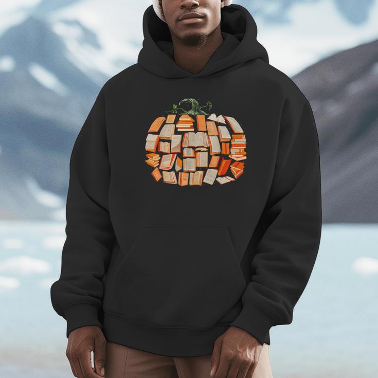 Thanksgiving Fall Books Pumpkins Vintage Library Teacher Kid Unisex Hoodie