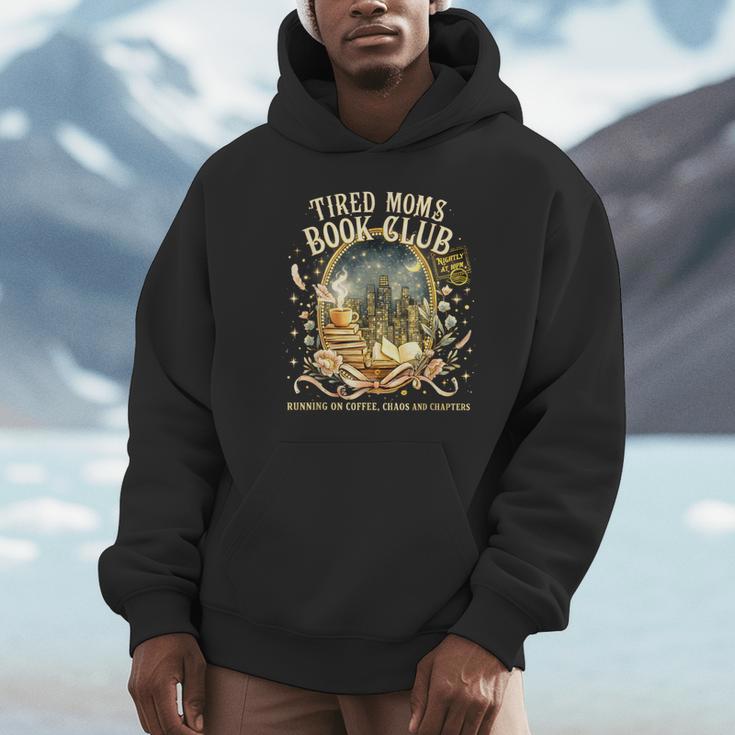Tired Moms Book Club Cozy Night Coffee Reading Cat Unisex Hoodie