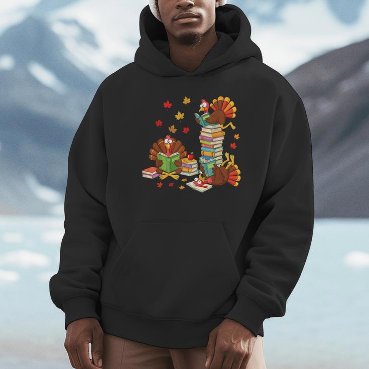 Turkey Reading Books Fall Librarian Book Lover Teacher Kids Unisex Hoodie Turkey Reading Books Fall Librarian Book Lover Teacher Kids Unisex Hoodie