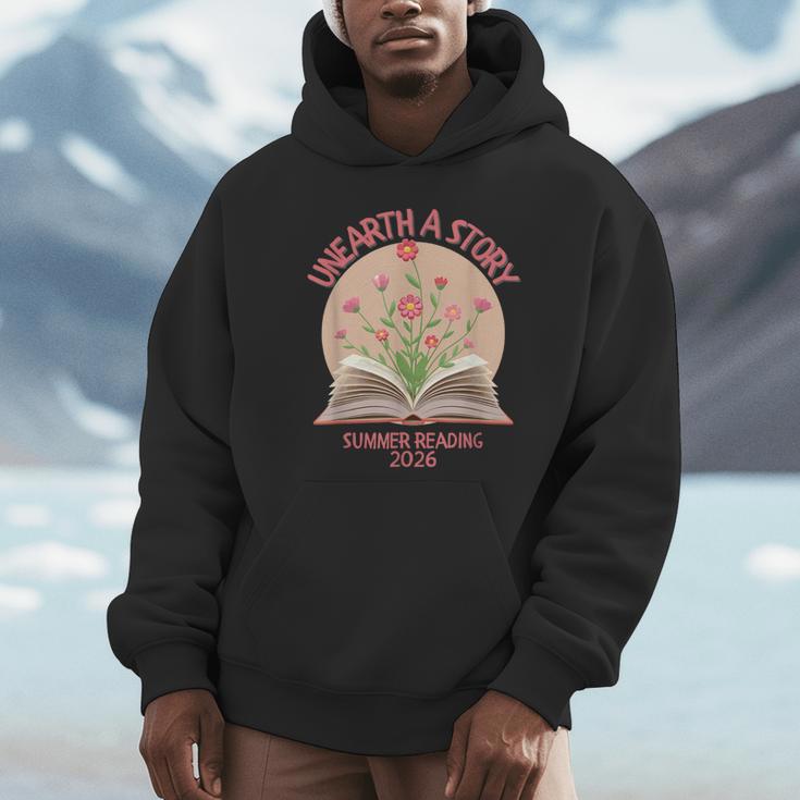 Unearth a Story 2026 Summer Reading Program Flowers Book Unisex Hoodie