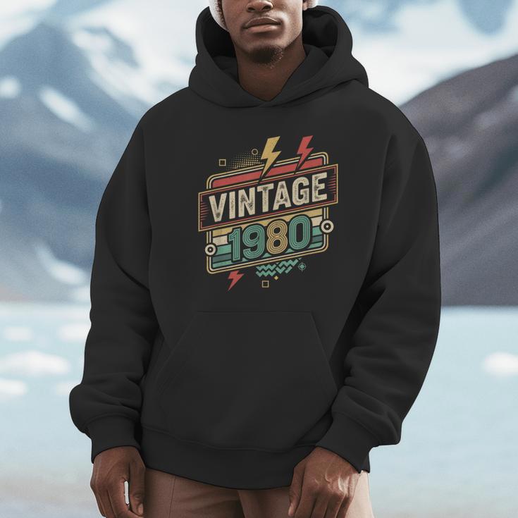 Vintage 1980 Retro Badge Decade Nostalgia Graphic Emblem Unisex Hoodie