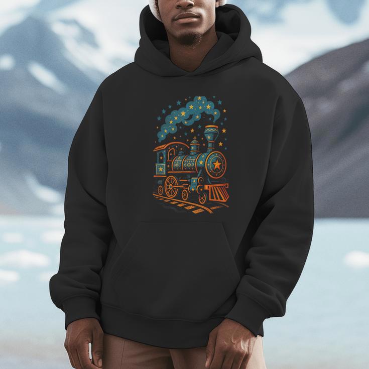 Vintage Locomotive Nostalgia Railroad Stars Unisex Hoodie Vintage Locomotive Nostalgia Railroad Stars Unisex Hoodie