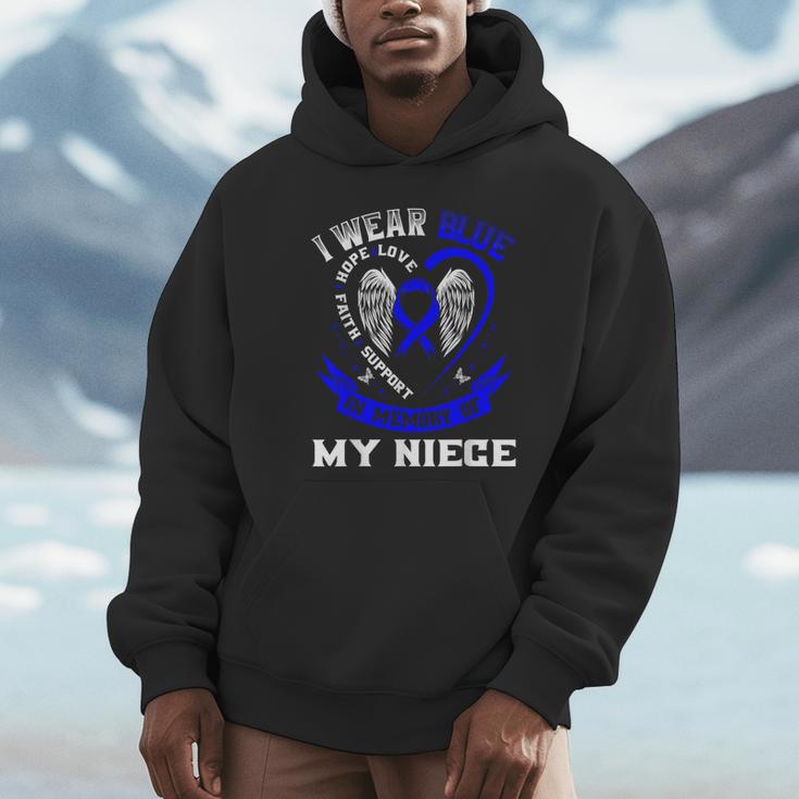 I Wear Blue In Memory Of Niece Colon Cancer Awareness Shirts Unisex Hoodie I Wear Blue In Memory Of Niece Colon Cancer Awareness Shirts Unisex Hoodie