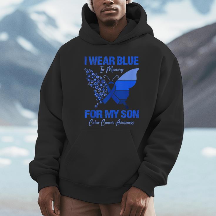 I Wear Blue In Memory For My Son Colon Cancer Awareness Unisex Hoodie