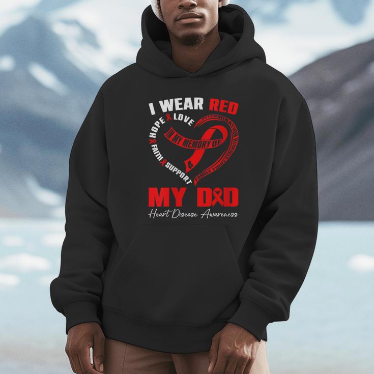 I Wear Red In My Memory Of My Dad Heart Disease Awareness Unisex Hoodie