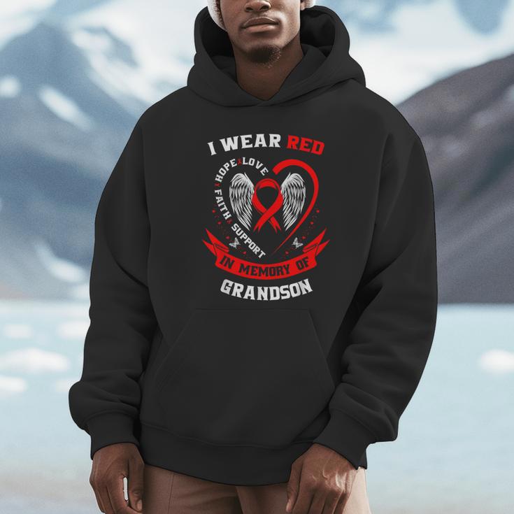 Wear Red In Memory Of Grandson Heart Disease Awareness Month Unisex Hoodie