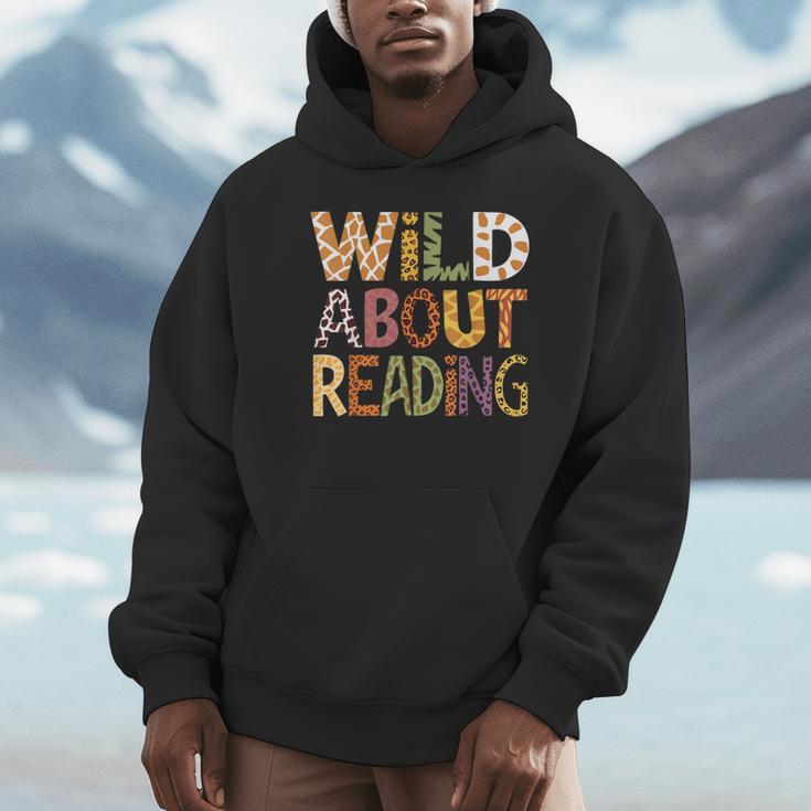 Wild About Reading Book Animal Children's Book Lover Teacher Unisex Hoodie Wild About Reading Book Animal Children's Book Lover Teacher Unisex Hoodie