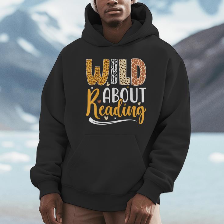 Wild About Reading Lover Bookworm Library Teacher Zoo Animal Unisex Hoodie