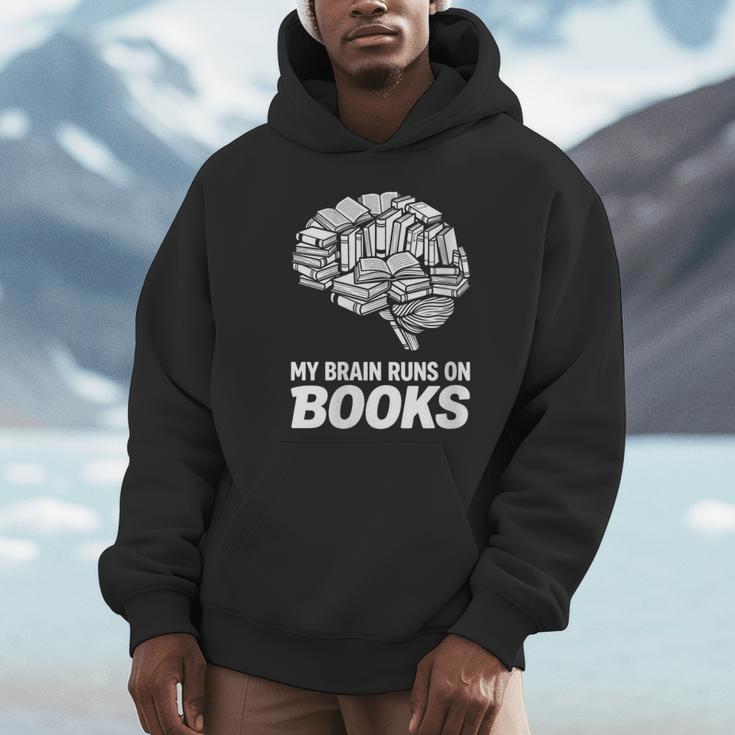 Women's My Brain Runs On Books Reading Bookworm Men Women Unisex Hoodie