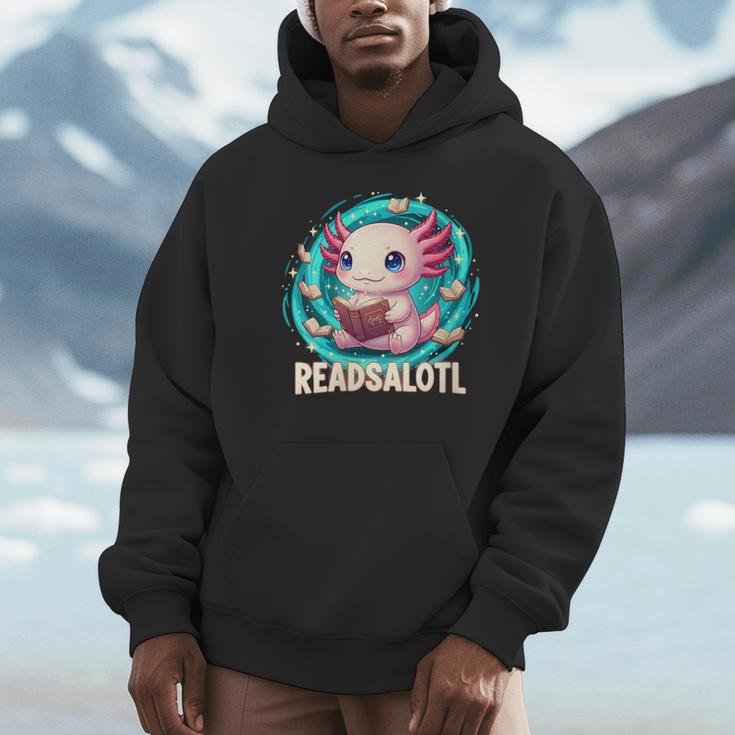 Women's Readsolotl Kawaii Axolotl Reading Book Lover Unisex Hoodie Women's Readsolotl Kawaii Axolotl Reading Book Lover Unisex Hoodie