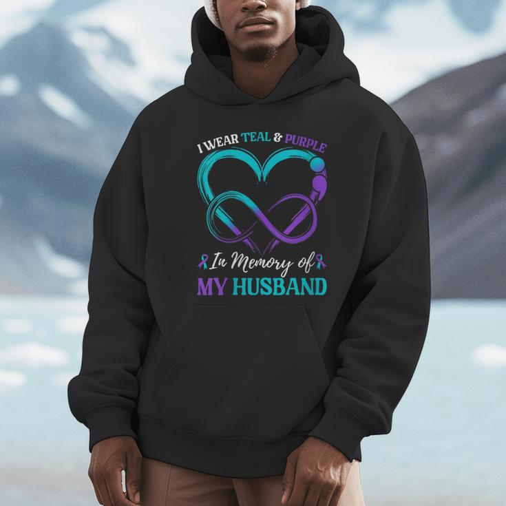 Women's I Wear Teal & Purple In Memory Of My Husband Unisex Hoodie Women's I Wear Teal & Purple In Memory Of My Husband Unisex Hoodie
