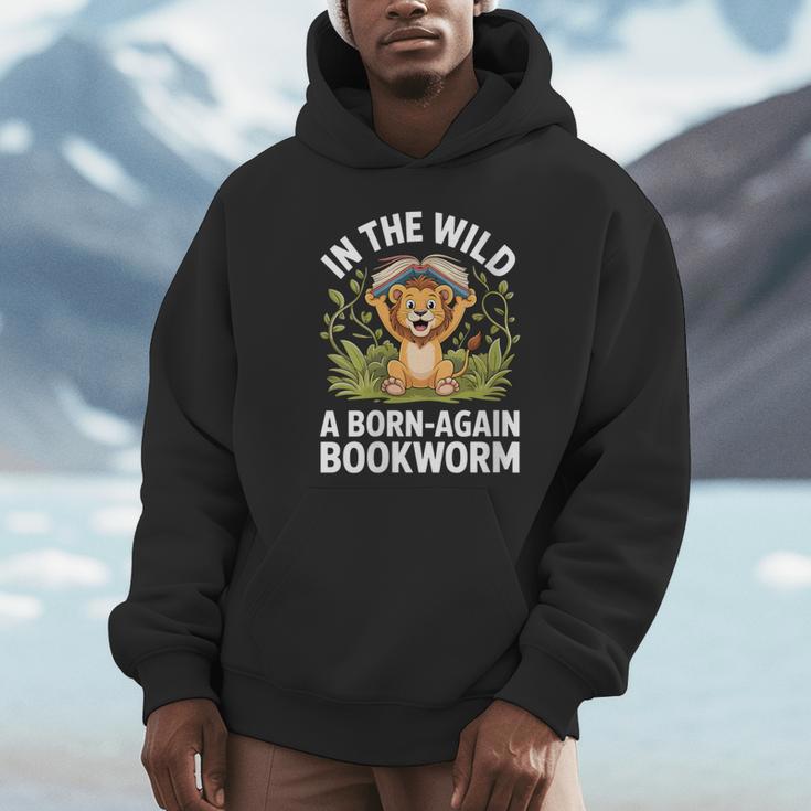 Women's Wild About Reading Book Reader Lion Zoo Animals Kids Unisex Hoodie
