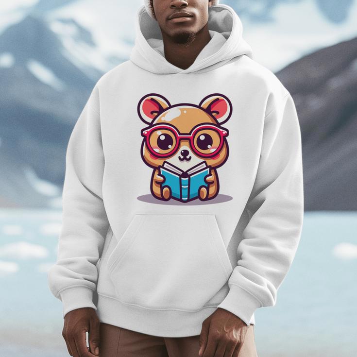 Adorable Book Lover Quokka With Reading Glasses Cute Unisex Hoodie