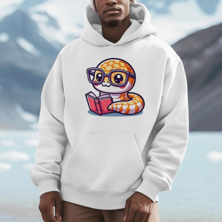 Adorable Book Lover Rattlesnake With Reading Glasses Cute Unisex Hoodie