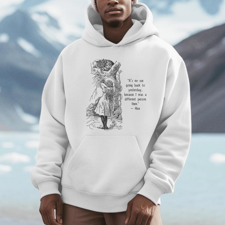 Alice Adventures Wonderland Vintage Book Quote Lewis Carrol Unisex Hoodie