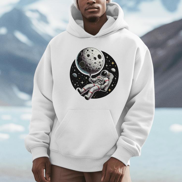 Astronaut Aesthetic Holding Moon Balloon Planets Introvert Unisex Hoodie Astronaut Aesthetic Holding Moon Balloon Planets Introvert Unisex Hoodie