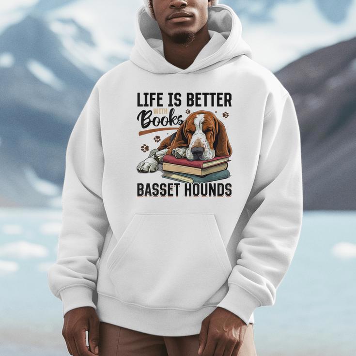 Basset Hound Dog Breed Life Is Better With Books And a For Men Women Girls Kids Unisex Hoodie Basset Hound Dog Breed Life Is Better With Books And a For Men Women Girls Kids Unisex Hoodie