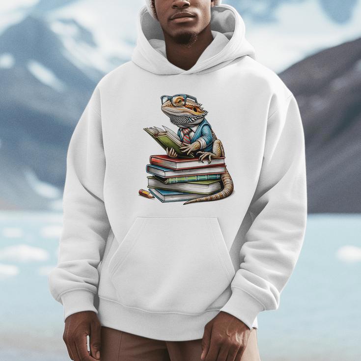 Bearded Dragon Reading Books Matching Bookworm Librarian Unisex Hoodie