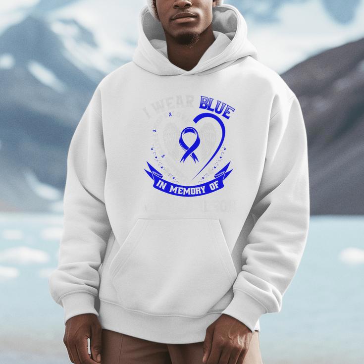 Blue In Memory Of Grandson Colon Cancer Awareness Shirts Premium Unisex Hoodie Blue In Memory Of Grandson Colon Cancer Awareness Shirts Premium Unisex Hoodie