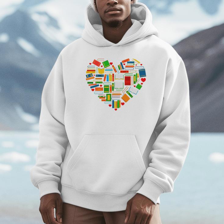 Book Lover Librarian Books Heart Valentine Unisex Hoodie