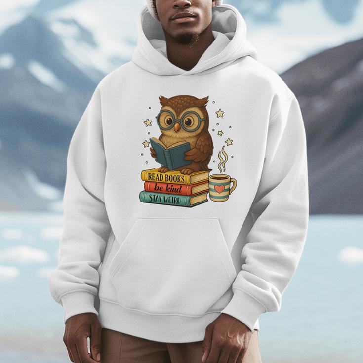 Book Lover Owl Reading Bookish Library Read Books Be Kind Unisex Hoodie