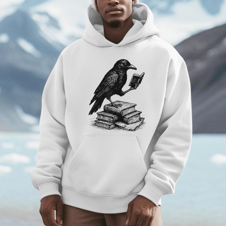 Book Raven Vintage Dark Academia Literature Reading Unisex Hoodie