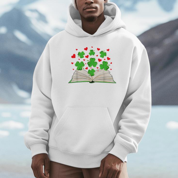 Book With Shamrocks Librarian Saint Patrick's Day Kids Unisex Hoodie
