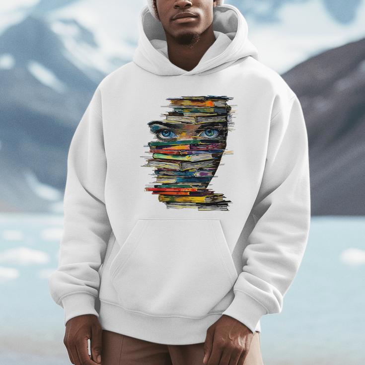 Book Women Graphic Art Colorful Eyes Unisex Hoodie Book Women Graphic Art Colorful Eyes Unisex Hoodie