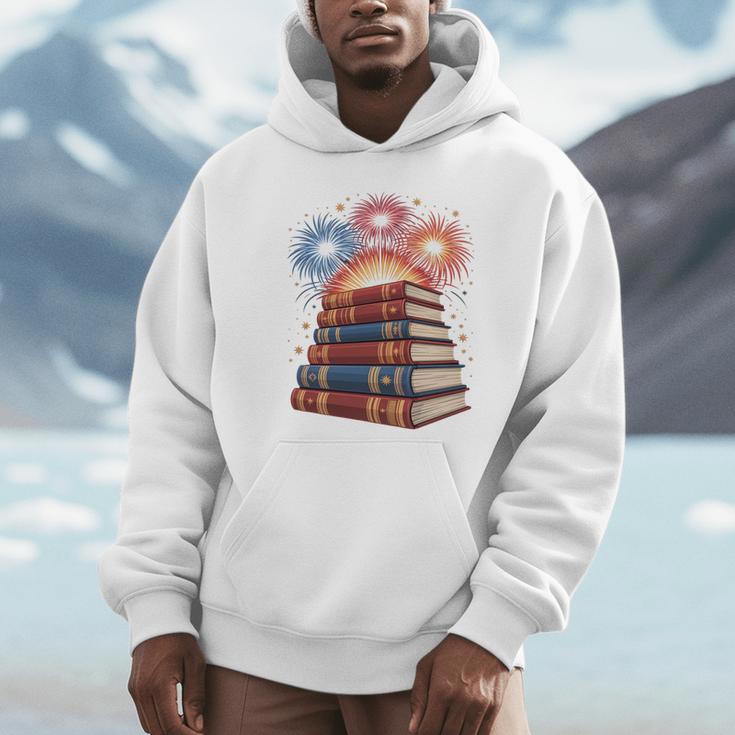 Books Fireworks 4th Of July Bookworm Patriotic Reader Unisex Hoodie Books Fireworks 4th Of July Bookworm Patriotic Reader Unisex Hoodie