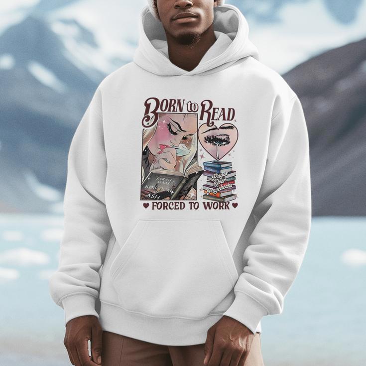 Born To Read Forced To Work Booklover -Adults Book Lovers Casual Grey Small Unisex Hoodie