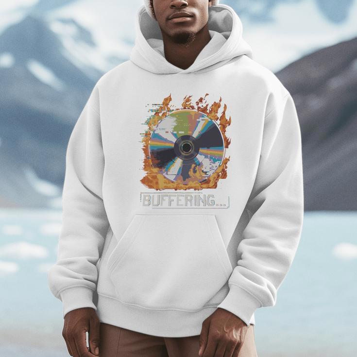Buffering Glitched CD On Fire 2000s Nostalgia Unisex Hoodie