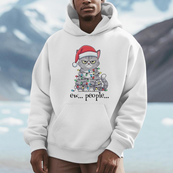Cat Ew People Adult Humor Introvert Anti-Social Unisex Hoodie