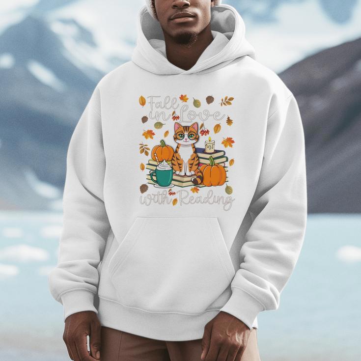 Cat Fall In Love With Reading Book Lover Autumn Unisex Hoodie